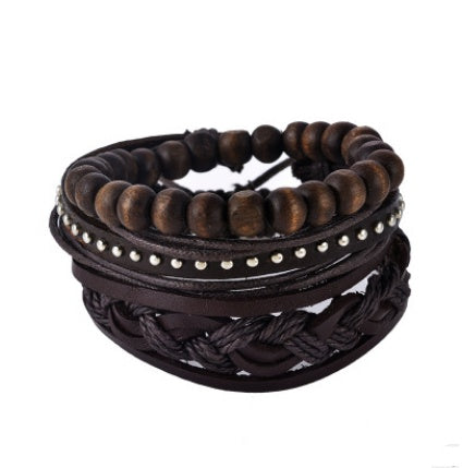 Leather Bracelet Men Multilayer Bead Bracelet Punk Wrap Jewelry dealsniper-net 3