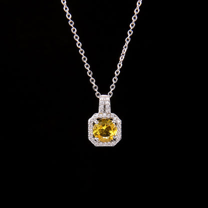 Cross-Border New Product Perfume Bottle Zircon Pendant Clavicle Chain Jewelry Gym From House Light yellow square diamond