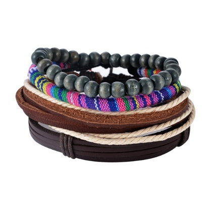 Leather Bracelet Men Multilayer Bead Bracelet Punk Wrap Jewelry dealsniper-net 14