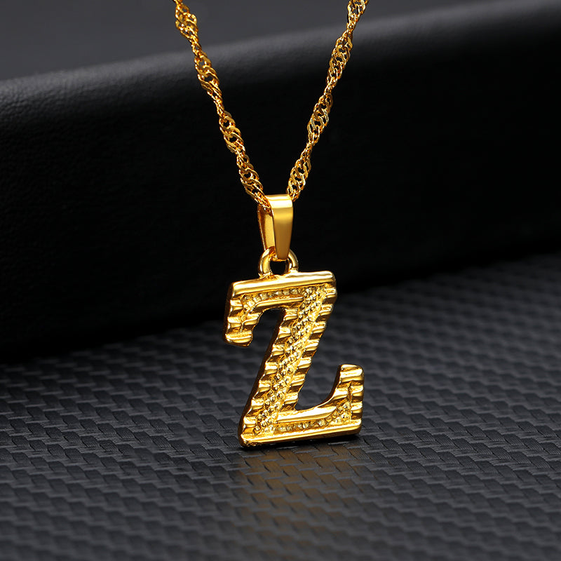 26 letters gold-plated pendant necklace