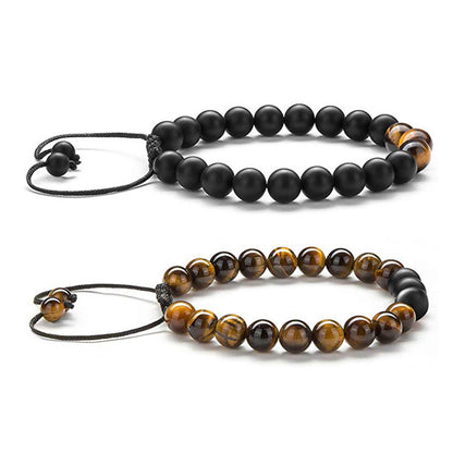 Tiger Eye Couple Bracelets Matte Black Agate Beads Bracelet Jewelry dealsniper-net Q