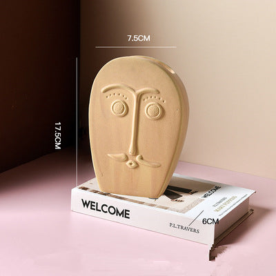 Modern Ceramic Face Portrait Plant Flower Vase Home dealsniper-net Face mask vase type A