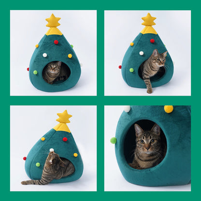 Christmas Tree Pet Bed Winter Warm Pet Nest Pets Gym From House