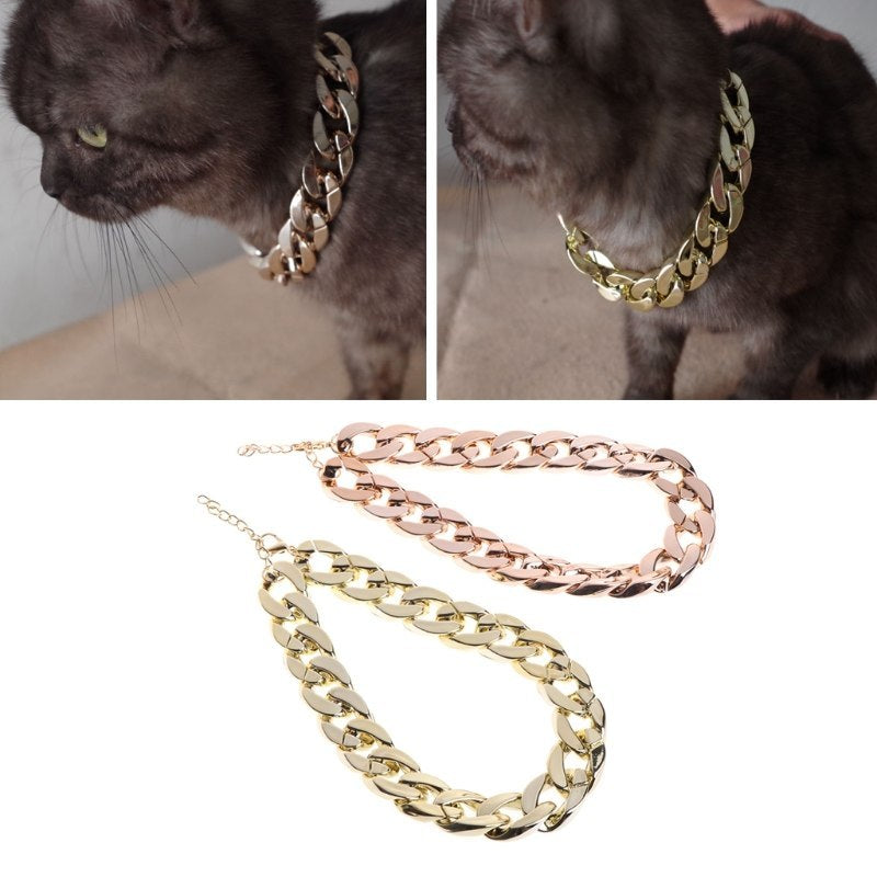 Pet Necklace Thick Gold Chain Plated Pets dealsniper-net