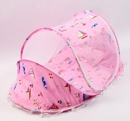 Foldable Baby Bed Net With Pillow Net 2pieces Set Kids DealSniper.net Pink Boat