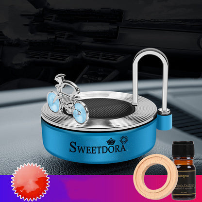 Car Solar Bicycle Rotating Aromatherapy Ornament Vehicle DealSniper.net Blue