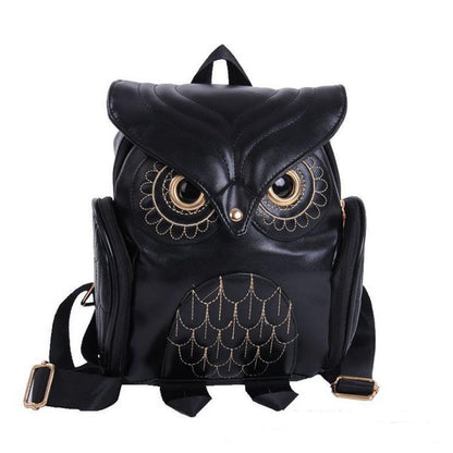 Japanese and Korean trends, women's Owl backpack, leisure travel bag, fashion personality cartoon Backpack Women dealsniper-net Black