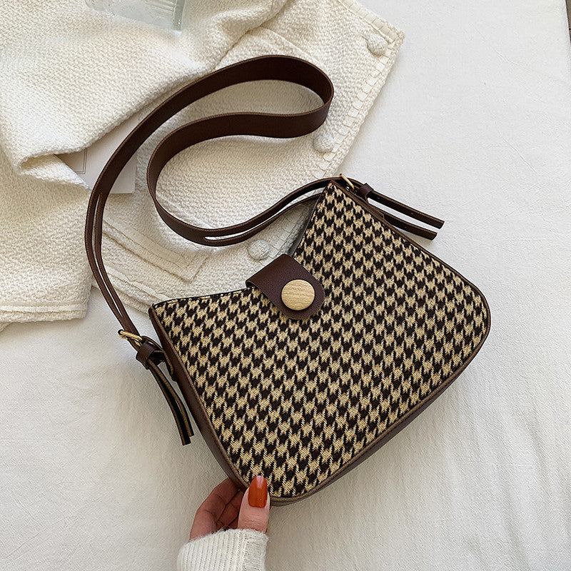 Western Style Small Bag Women Fashion Striped One-shoulder Women dealsniper-net Coffee