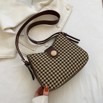 Western Style Small Bag Women Fashion Striped One-shoulder Women dealsniper-net Coffee