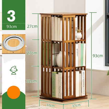 Wooden Horse Person Rotating Bookshelf Floor Lockers Simple House dealsniper-net Brown Three layers