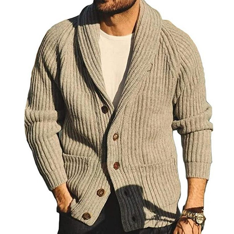 Men's Lapel Knitting Cardigan Fashion Button Sweater