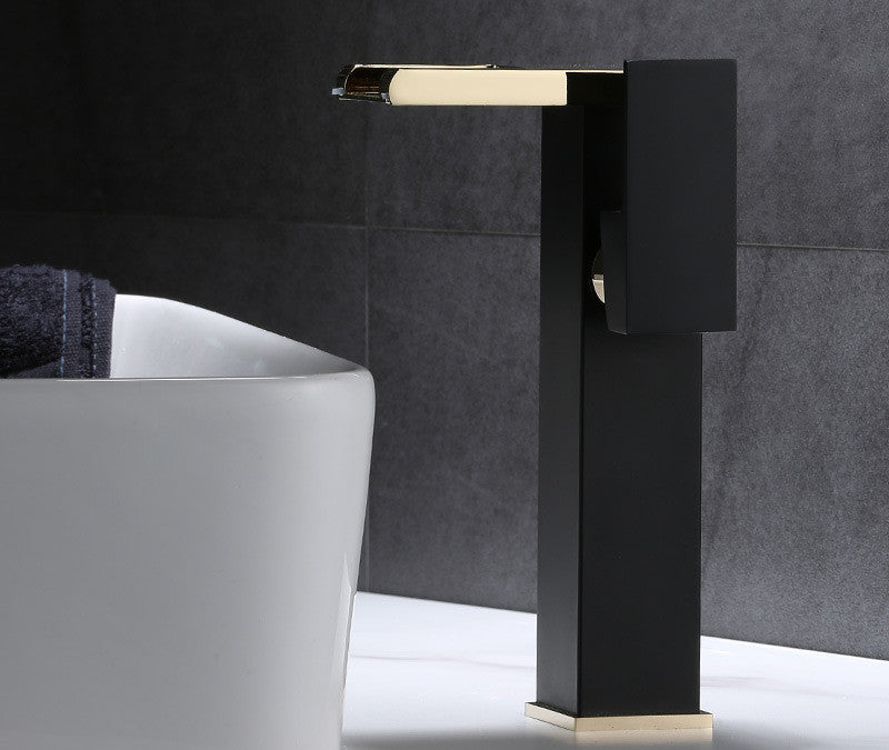 High End Copper LED Waterfall Faucet Home dealsniper-net High Black Gold LED