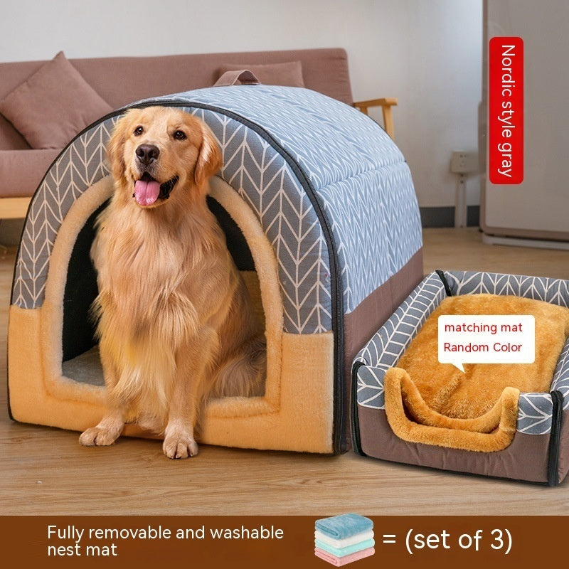 Large Dog House Type Pets Can Be Dismantled And Washed Pets DealSniper.net Gray B 3XL