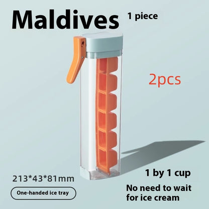 Ice Cube Mold Household Ice Maker Food Grade Press Ice Tray Kitchen dealsniper-net Maldives Color 2PCS