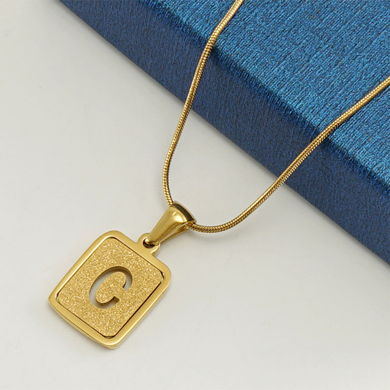 Alphabet Necklace 26 Letters Hollow Out Square 18K Necklace Fashion Jewelry Jewelry dealsniper-net