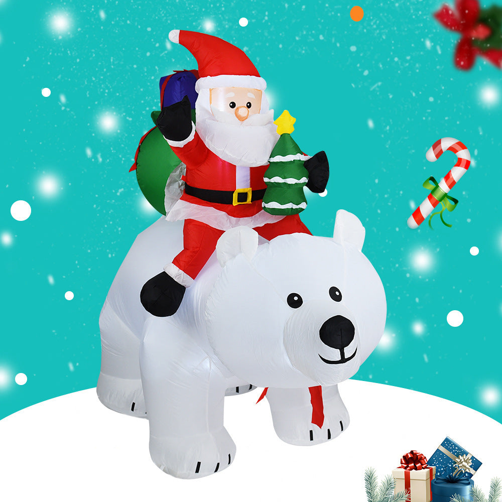 Inflatable Santa Claus Riding Polar Bear 2M Christmas Garden dealsniper-net