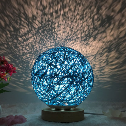 Creative Linen Table Lamp Novel and Unique LED Intelligent Home Decor Gym From House Blue round Button 15cm