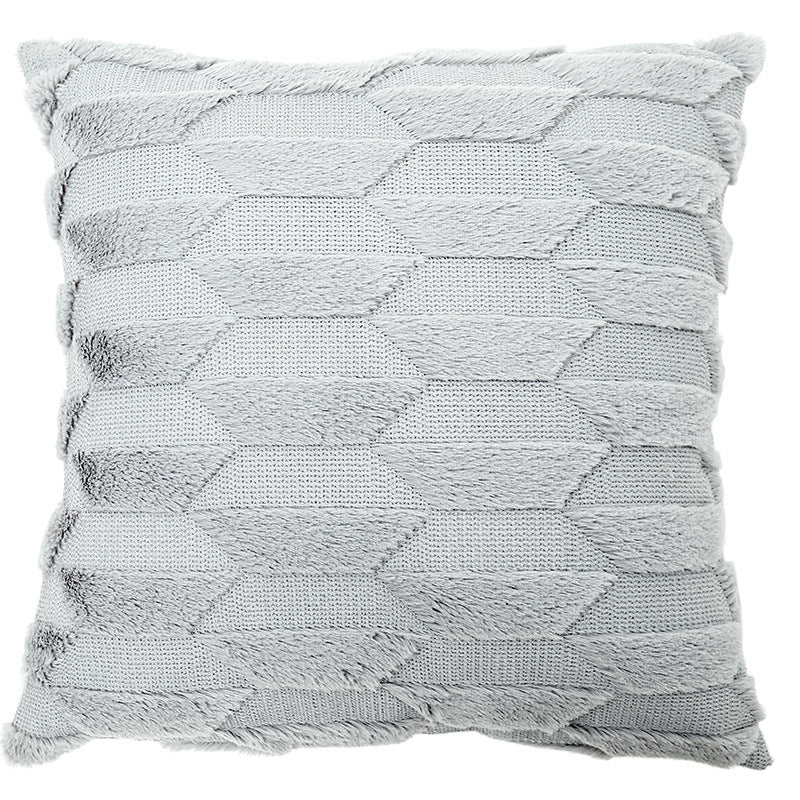 Geometric Rhombus Double-sided Three-dimensional Plush Pillowcase Home dealsniper-net B Grey A45x45cm