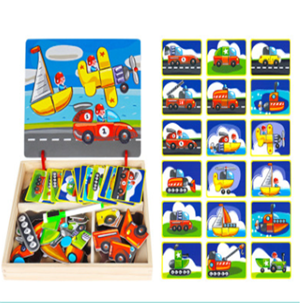 Wooden Magnetic Puzzle Toys Children 3D Puzzle Box Figure