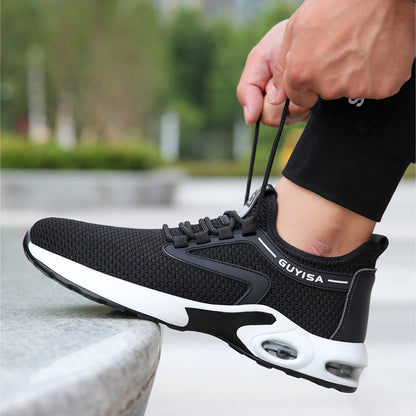 Black Sneakers Men Work Safety Shoes Lightweight Breathable For Gym Travel Work Casual Tennis Running Shoes Men dealsniper-net