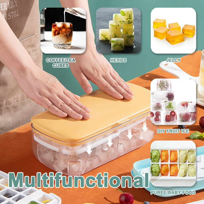 Ice Cube Tray With Storage Box Quick Demould Ice Cube Moulds Deals DealSniper.net