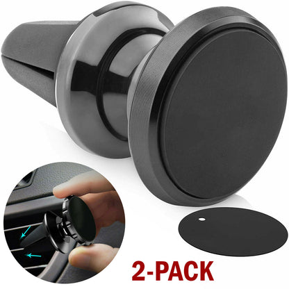 2x 360 Magnetic Car Mount Holder Air Vent Stand Universal For Mobile Cell Phone Phones dealsniper-net Car Mount Black