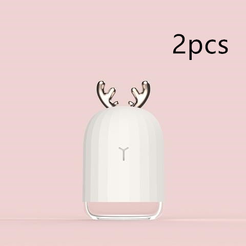 Mini Humidifier Portable USB Charging Quite Deer Shape House dealsniper-net White 2pcs