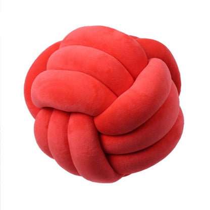 Knotted Plush Ball Design Round Throw Pillow House DealSniper.net Warm red 20cm