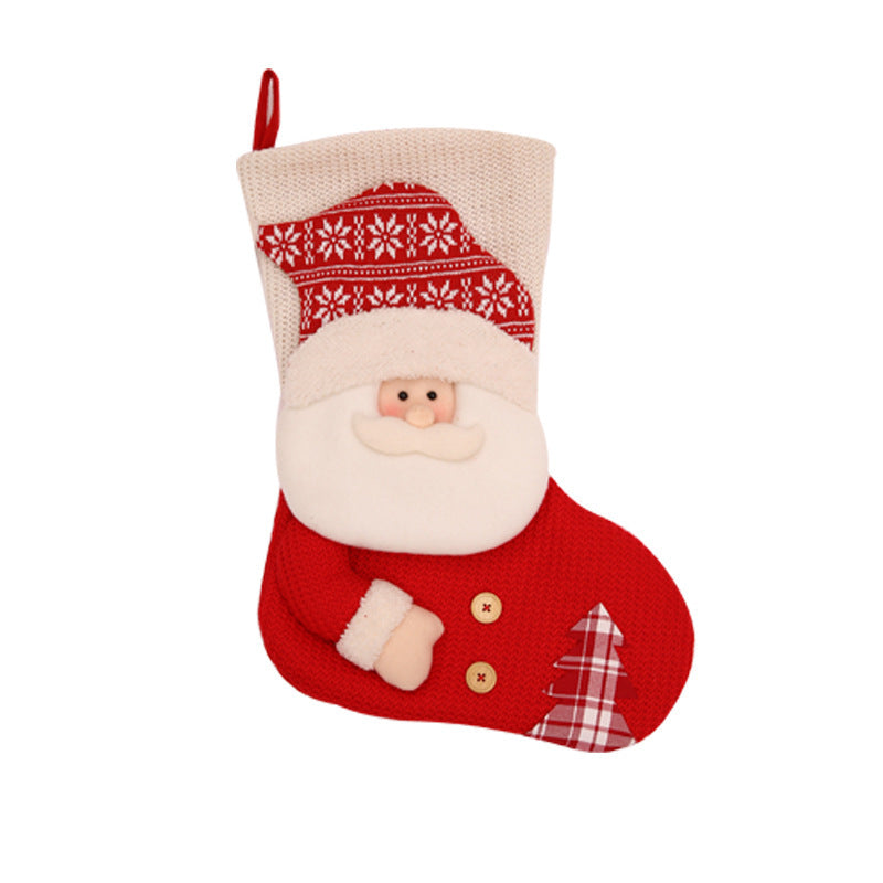 Large Red White Knitted Christmas Stocking Santa Claus Home Decor dealsniper-net