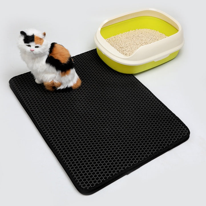 Pet Cat Litter Mat Pet Supplies EVA Double Cat Litter Mat Pets Gym From House black L