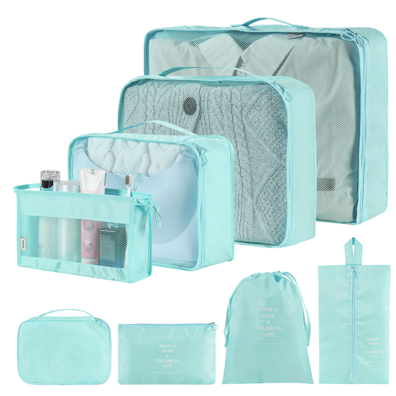 Home Fashion Simple Solid Color Storage Bag House dealsniper-net Lake Blue 8Set