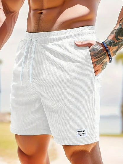 Lace-up Drawstring Shorts Summer Corduroy Sports Short Pants Mens Clothing Men dealsniper-net 2XL White 1PC