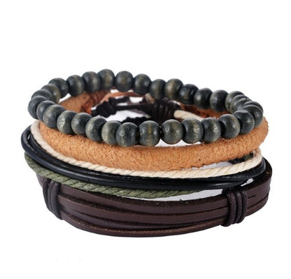 Leather Bracelet Men Multilayer Bead Bracelet Punk Wrap Jewelry dealsniper-net 16