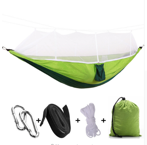 Outdoor Parachute Cloth Hammock Couble with Mosquito Net Light