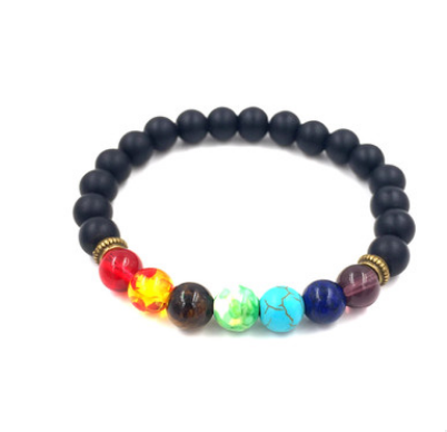 Agate molten rock 8mm energy volcanic stone chakra colorful beads bracelet string Jewelry dealsniper-net Black touch sand