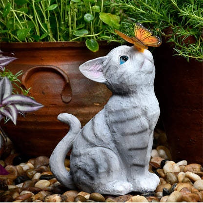 Creative Resin Cat Solar Sculpture Ornaments Outdoor Villa Courtyard