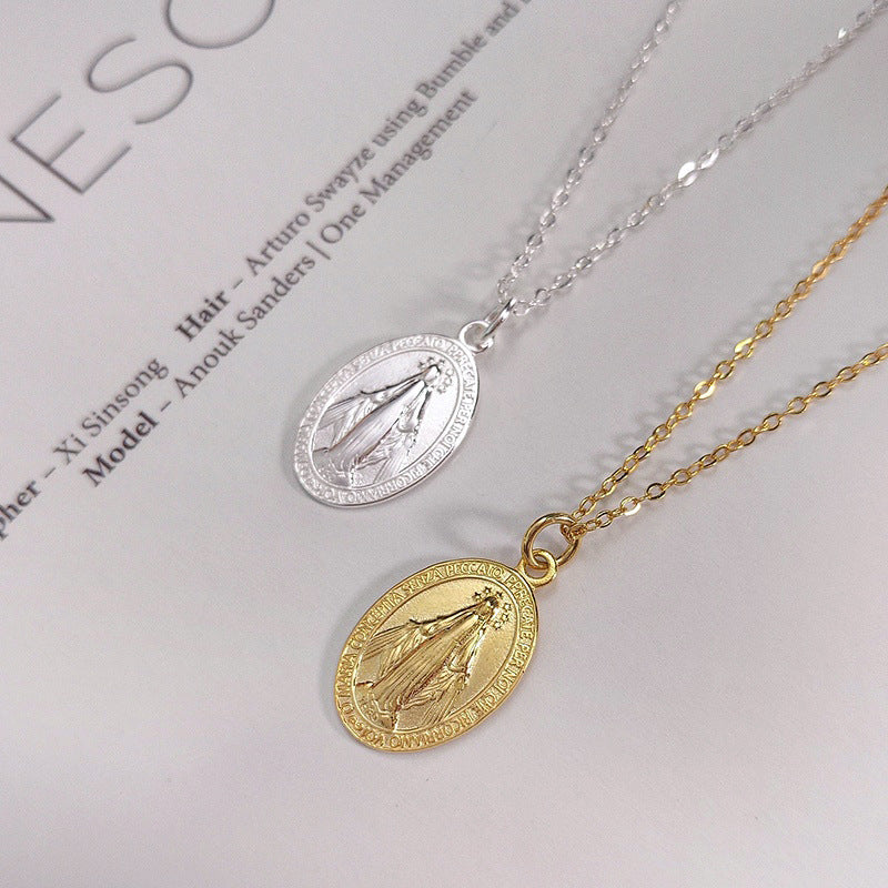 S925 Vintage Cameo Necklace Simple Personality Jewelry dealsniper-net