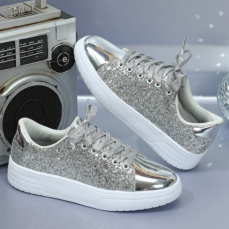 Glitter Sequin Design Flats Shoes Women Trendy Casual Women Gym From House Silver Size35