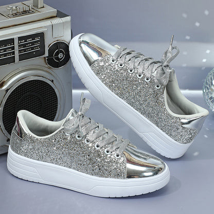 Glitter Sequin Design Flats Shoes Women Trendy Casual Women Gym From House Silver Size35