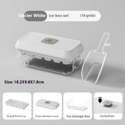 32 Grid Silicone Ice Cube Tray Mould With Lid Shovel Storage Box Kitchen DealSniper.net Glacier White Small Size