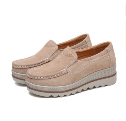 Womens Breathable Suede Slip On Sneakers Women dealsniper-net Beige 35