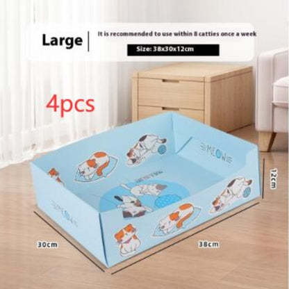 Portable Folding Semi-open Thickened Disposable Litter Box Pets Gym From House Litter Box Large J9 4 Pack