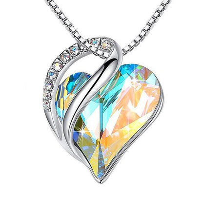 925 Sliver Heart Shaped Geometric Necklace Jewelry Jewelry dealsniper-net Light blue