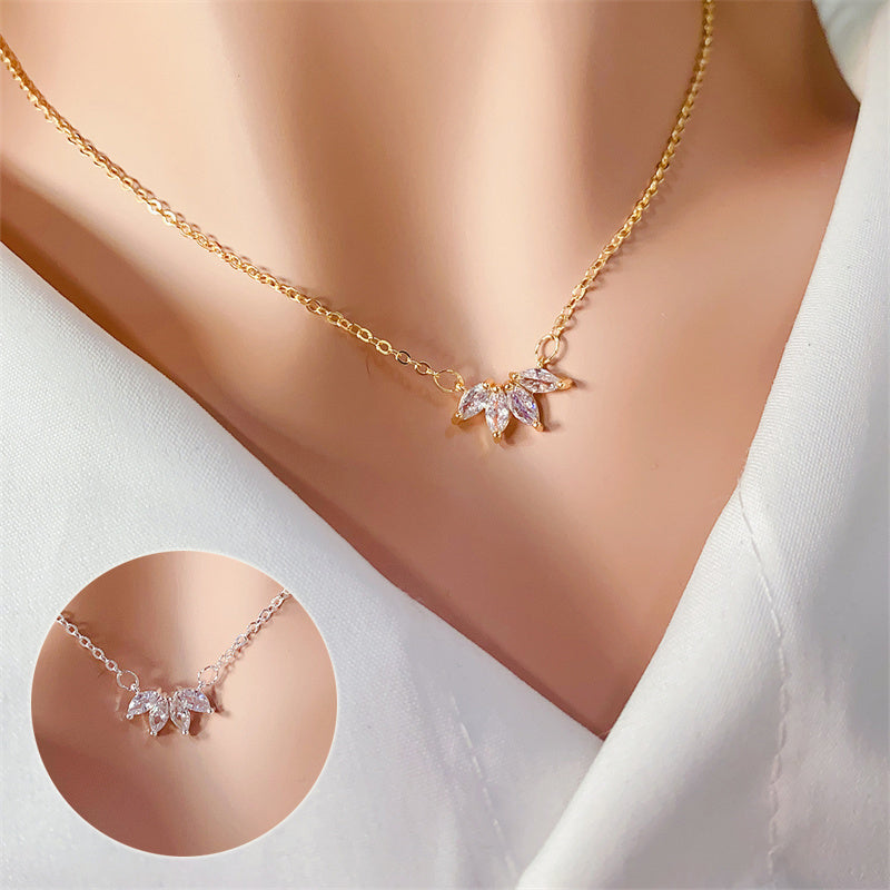 Fashion Jewelry Minimalist Shining Flower Petal Necklace Jewelry dealsniper-net