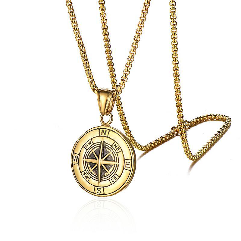 Titanium steel compass pendant Jewelry dealsniper-net Golden pendant