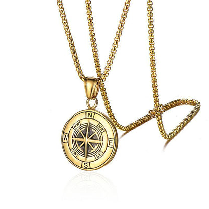 Titanium steel compass pendant Jewelry dealsniper-net Golden pendant