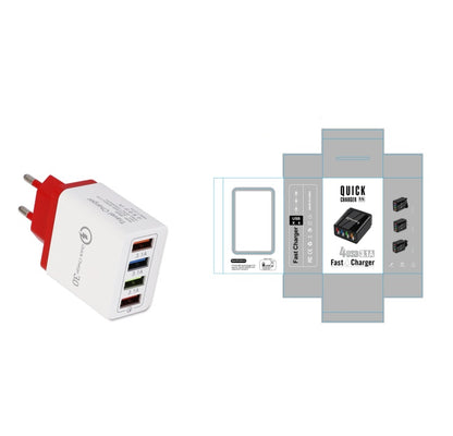USB Charger Quick Charge 3.0 4 Phone Adapter Electronics DealSniper.net EU Red and box Q1pc