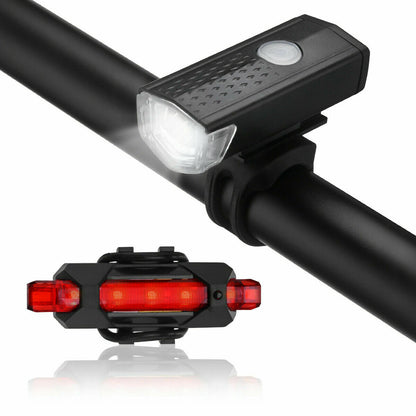 USB Rechargeable LED Bicycle Headlight Bike Head Light Cycling Rear Outdoor dealsniper-net