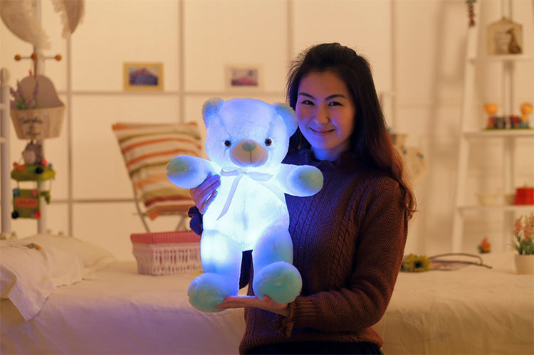 Creative Light Up LED Teddy Bear Stuffed Animals Plush Toy Kids dealsniper-net Blue 30CM