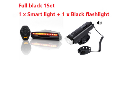 Smart mountain bike tail light Outdoor dealsniper-net Full black 1Set